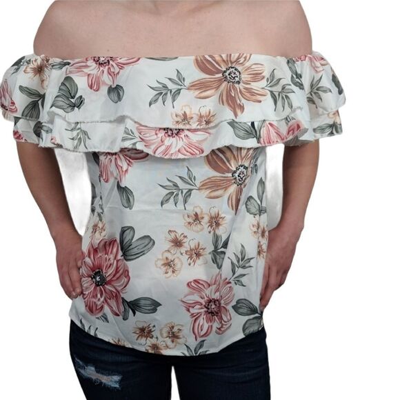 Shein Plus Ruffle Off Shoulder Floral Top - Picture 4 of 7